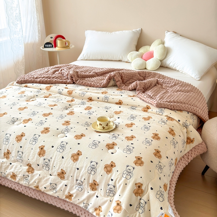 91家纺网 家纺一手货源 找家纺 橙子家居 2024新款【跑量款】A类母婴安抚豆豆被 被子被芯 豆豆被-小熊派对