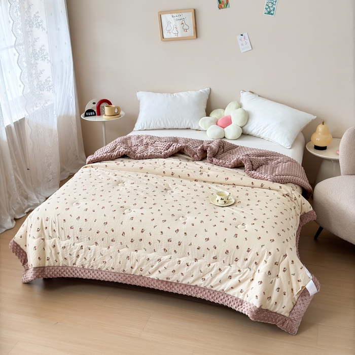 91家纺网 家纺一手货源 找家纺 橙子家居 2024新款【跑量款】A类母婴安抚豆豆被 被子被芯 豆豆被-栀子花