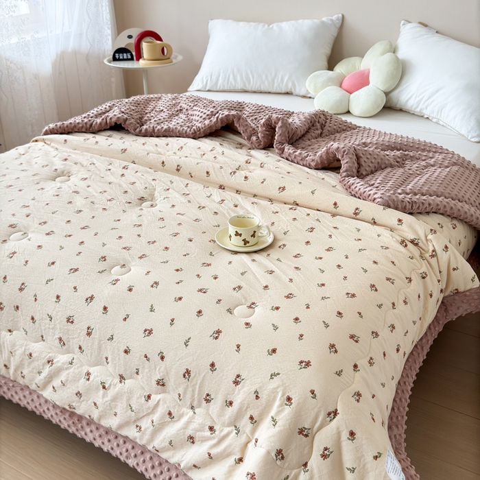 91家纺网 家纺一手货源 找家纺 橙子家居 2024新款【跑量款】A类母婴安抚豆豆被 被子被芯 豆豆被-栀子花