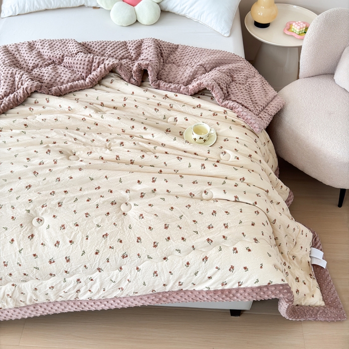 91家纺网 家纺一手货源 找家纺 橙子家居 2024新款【跑量款】A类母婴安抚豆豆被 被子被芯 豆豆被-栀子花