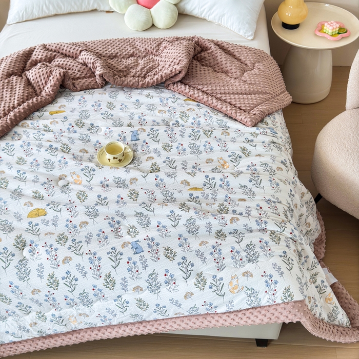 91家纺网 家纺一手货源 找家纺 橙子家居 2024新款【跑量款】A类母婴安抚豆豆被 被子被芯 豆豆被-薰衣草