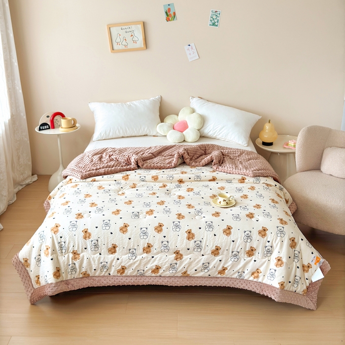 橙子家居 2024新款【跑量款】A类母婴安抚豆豆被 被子被芯 豆豆被-小熊派对