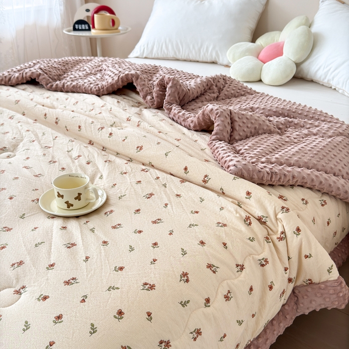 91家纺网 家纺一手货源 找家纺 橙子家居 2024新款【跑量款】A类母婴安抚豆豆被 被子被芯 豆豆被-栀子花