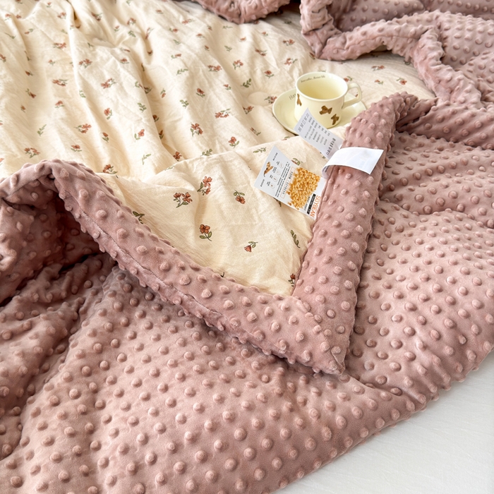 91家纺网 家纺一手货源 找家纺 橙子家居 2024新款【跑量款】A类母婴安抚豆豆被 被子被芯 豆豆被-栀子花