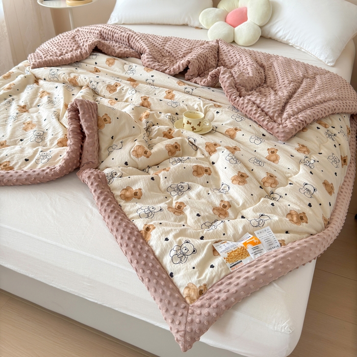 91家纺网 家纺一手货源 找家纺 橙子家居 2024新款【跑量款】A类母婴安抚豆豆被 被子被芯 豆豆被-小熊派对