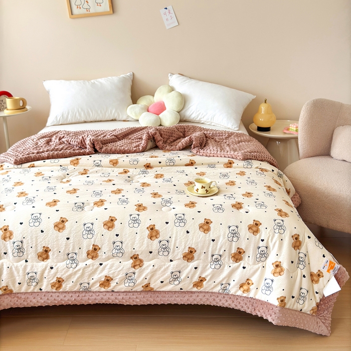 91家纺网 家纺一手货源 找家纺 橙子家居 2024新款【跑量款】A类母婴安抚豆豆被 被子被芯 豆豆被-小熊派对