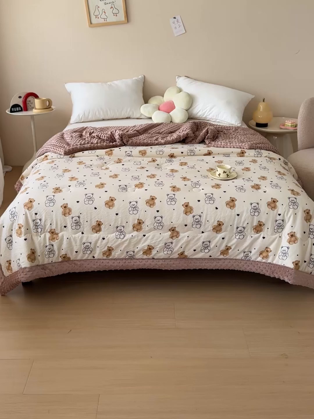 91家纺网 家纺一手货源 找家纺 橙子家居 2024新款【跑量款】A类母婴安抚豆豆被 被子被芯 豆豆被-小熊派对