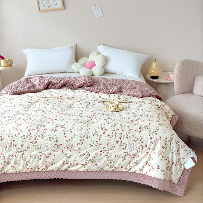 91家纺网 家纺一手货源 找家纺 橙子家居 2024新款【跑量款】A类母婴安抚豆豆被 被子被芯 豆豆被-兔仙子