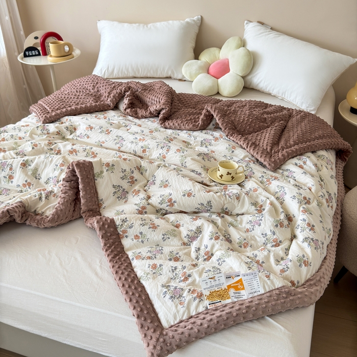 91家纺网 家纺一手货源 找家纺 橙子家居 2024新款【跑量款】A类母婴安抚豆豆被 被子被芯 豆豆被-繁花似锦