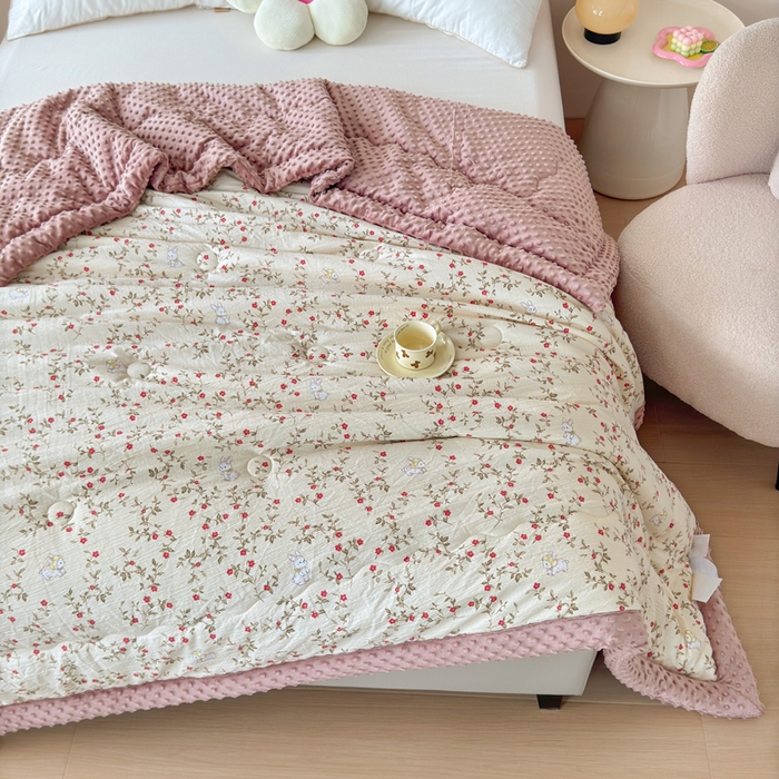 91家纺网 家纺一手货源 找家纺 橙子家居 2024新款【跑量款】A类母婴安抚豆豆被 被子被芯 豆豆被-兔仙子