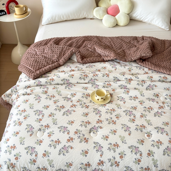 91家纺网 家纺一手货源 找家纺 橙子家居 2024新款【跑量款】A类母婴安抚豆豆被 被子被芯 豆豆被-繁花似锦