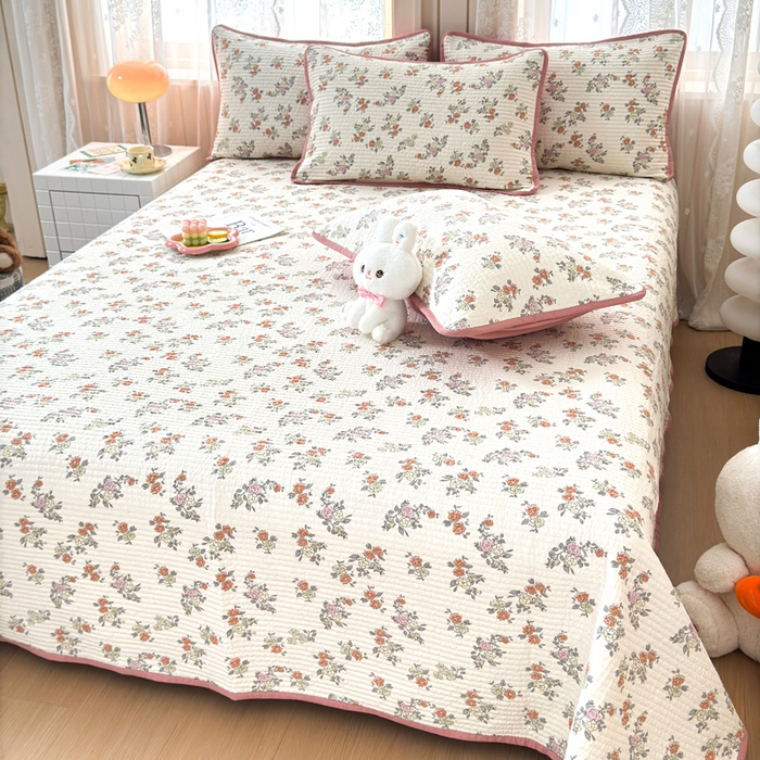 91家纺网 家纺一手货源 找家纺 橙子家居 2024新款A类木棉印花床盖三件套四季款夹层新疆棉花 繁花似锦