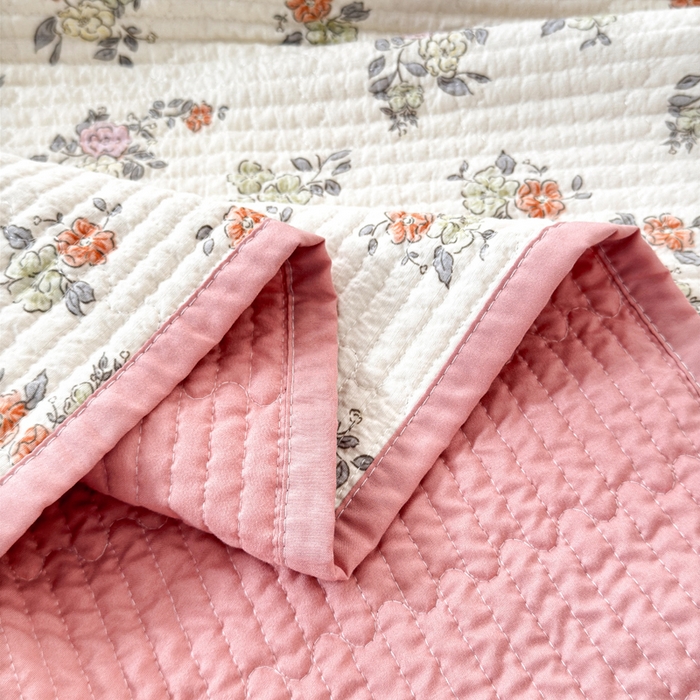 91家纺网 家纺一手货源 找家纺 橙子家居 2024新款A类木棉印花床盖三件套四季款夹层新疆棉花 繁花似锦