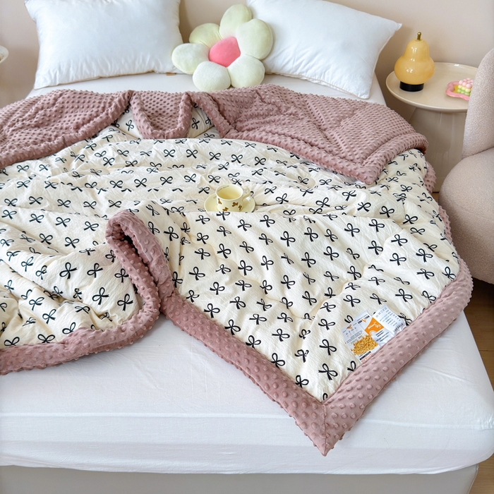 91家纺网 家纺一手货源 找家纺 橙子家居 2024新款【跑量款】A类母婴安抚豆豆被 被子被芯 豆豆被-蝴蝶结