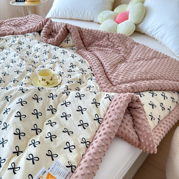 91家纺网 家纺一手货源 找家纺 橙子家居 2024新款【跑量款】A类母婴安抚豆豆被 被子被芯 豆豆被-蝴蝶结