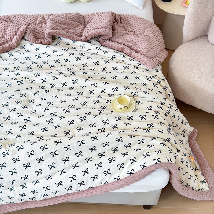 91家纺网 家纺一手货源 找家纺 橙子家居 2024新款【跑量款】A类母婴安抚豆豆被 被子被芯 豆豆被-蝴蝶结