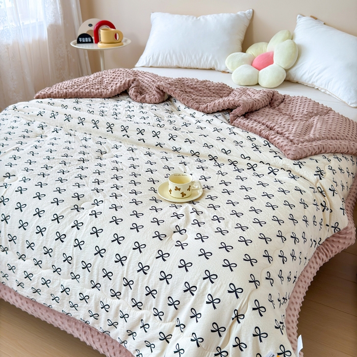 91家纺网 家纺一手货源 找家纺 橙子家居 2024新款【跑量款】A类母婴安抚豆豆被 被子被芯 豆豆被-蝴蝶结