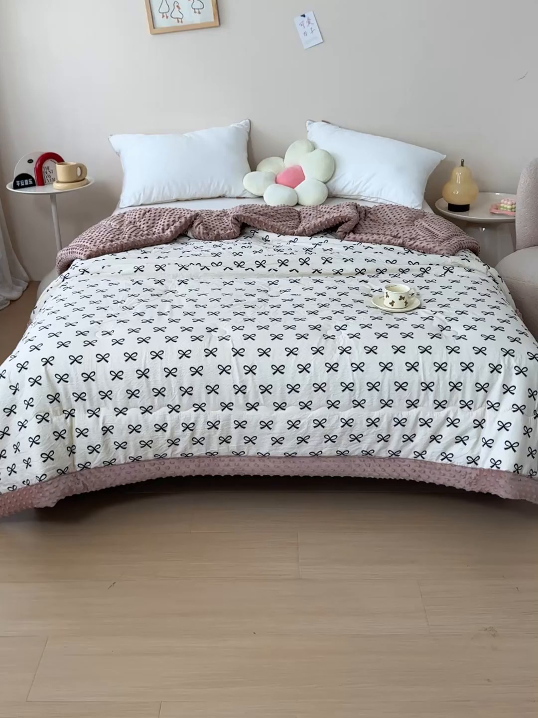 91家纺网 家纺一手货源 找家纺 橙子家居 2024新款【跑量款】A类母婴安抚豆豆被 被子被芯 豆豆被-蝴蝶结