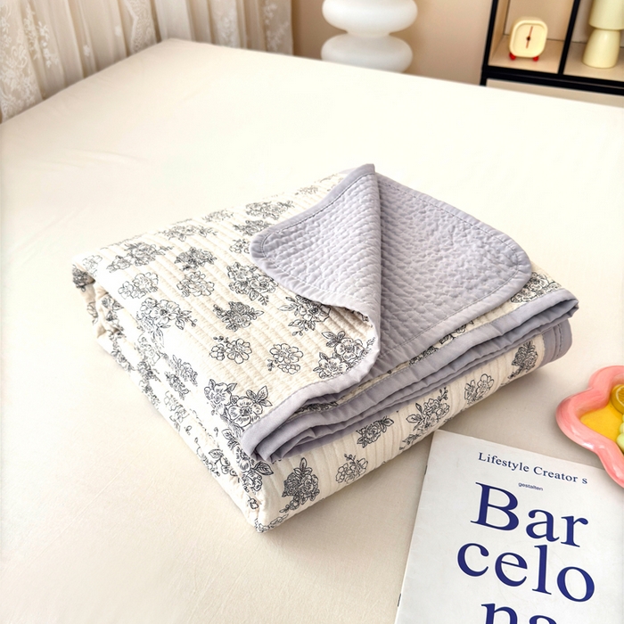 91家纺网 家纺一手货源 找家纺 橙子家居 2024新款A类木棉印花床盖三件套四季款夹层新疆棉花 锦上添花