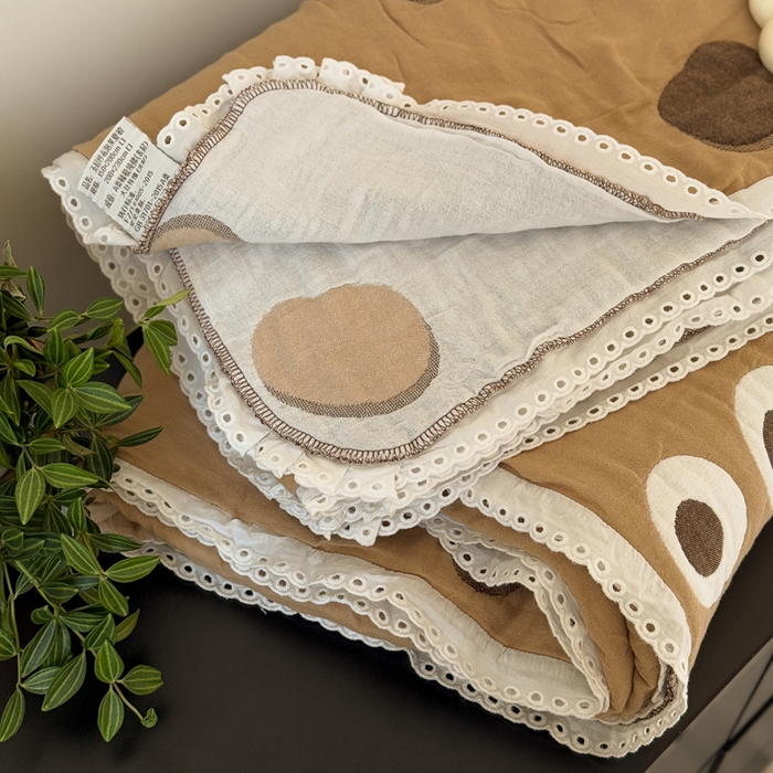 91家纺网 家纺一手货源 找家纺 橙子家居 2025新款韩国泡芙被纯棉五层纱布夏被夏凉被空调被 大眼萌