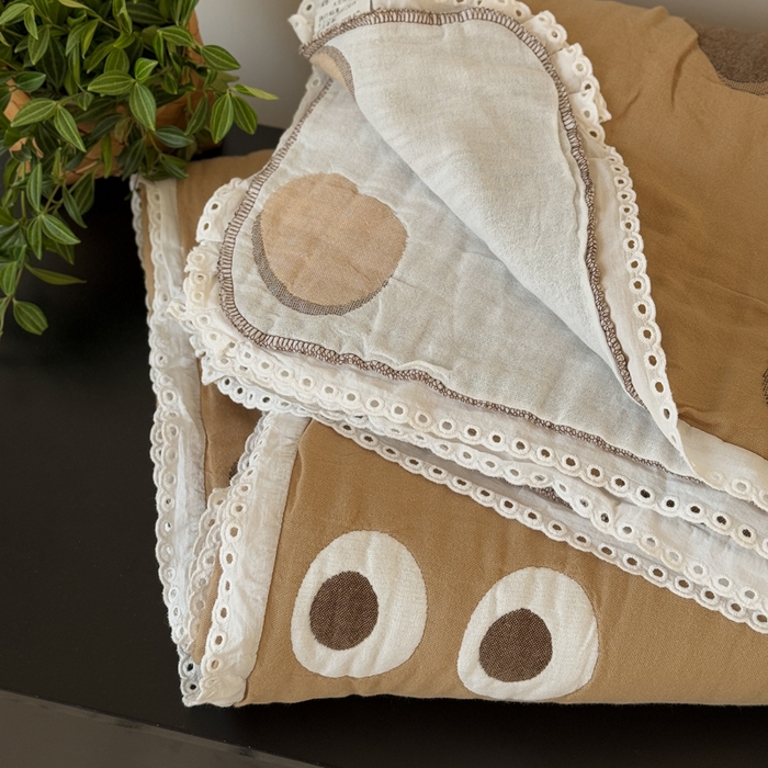 91家纺网 家纺一手货源 找家纺 橙子家居 2025新款韩国泡芙被纯棉五层纱布夏被夏凉被空调被 大眼萌