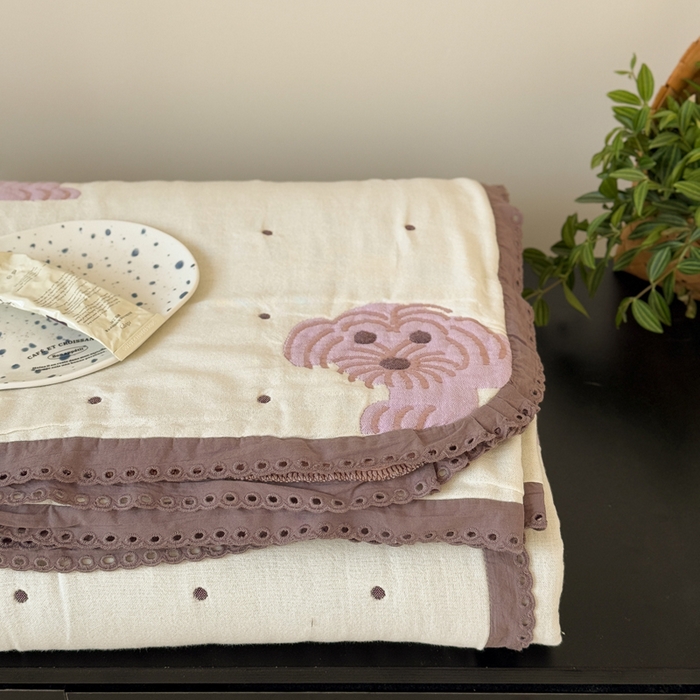 91家纺网 家纺一手货源 找家纺 橙子家居 2025新款韩国泡芙被纯棉五层纱布夏被夏凉被空调被 粉色狮子王