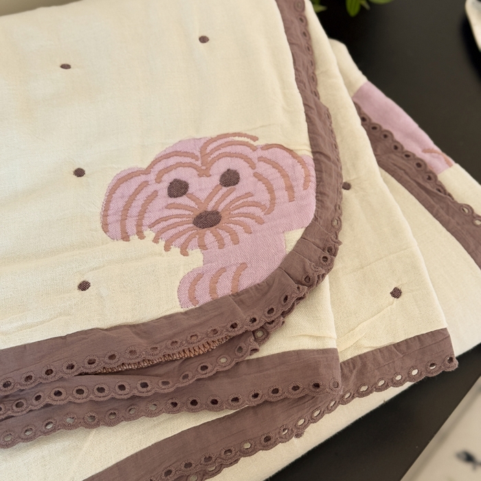 91家纺网 家纺一手货源 找家纺 橙子家居 2025新款韩国泡芙被纯棉五层纱布夏被夏凉被空调被 粉色狮子王