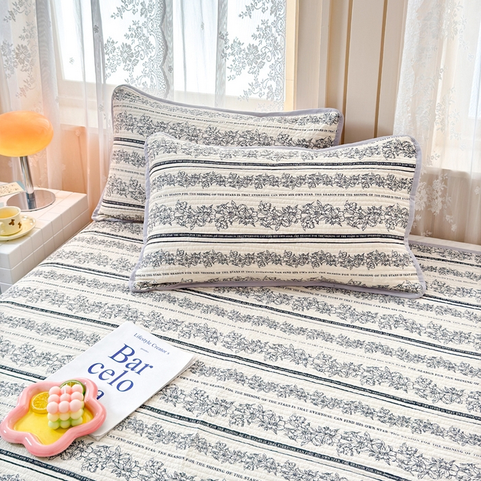 91家纺网 家纺一手货源 找家纺 橙子家居 2024新款A类木棉印花床盖三件套四季款夹层新疆棉花 西西里