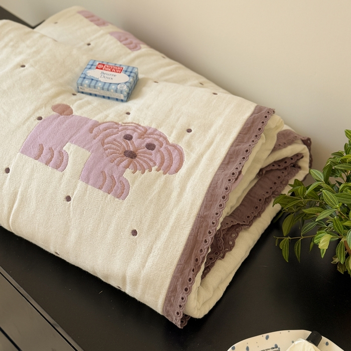 91家纺网 家纺一手货源 找家纺 橙子家居 2025新款韩国泡芙被纯棉五层纱布夏被夏凉被空调被 粉色狮子王
