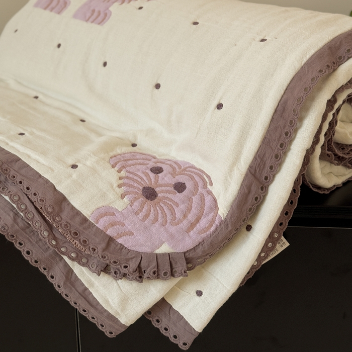 91家纺网 家纺一手货源 找家纺 橙子家居 2025新款韩国泡芙被纯棉五层纱布夏被夏凉被空调被 粉色狮子王