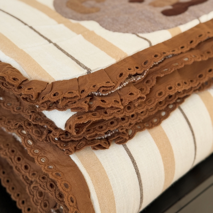 91家纺网 家纺一手货源 找家纺 橙子家居 2025新款韩国泡芙被纯棉五层纱布夏被夏凉被空调被 快乐小熊