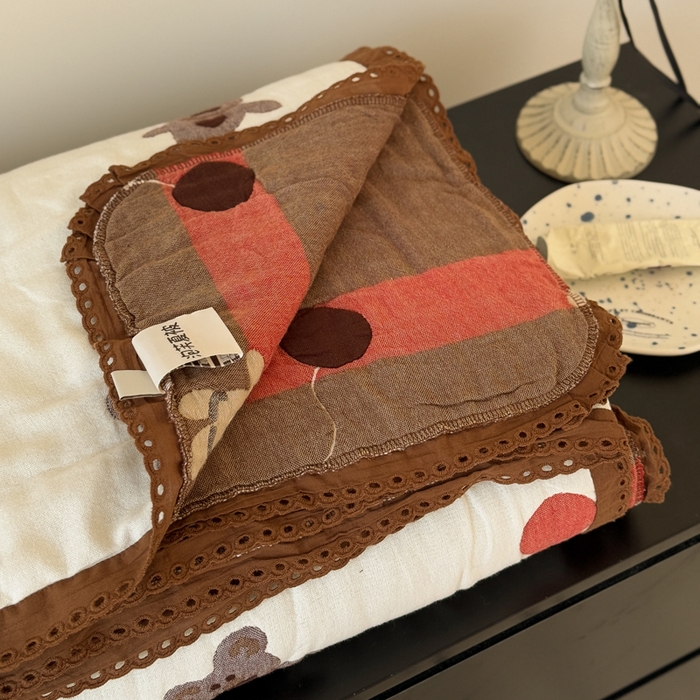 91家纺网 家纺一手货源 找家纺 橙子家居 2025新款韩国泡芙被纯棉五层纱布夏被夏凉被空调被 气球熊