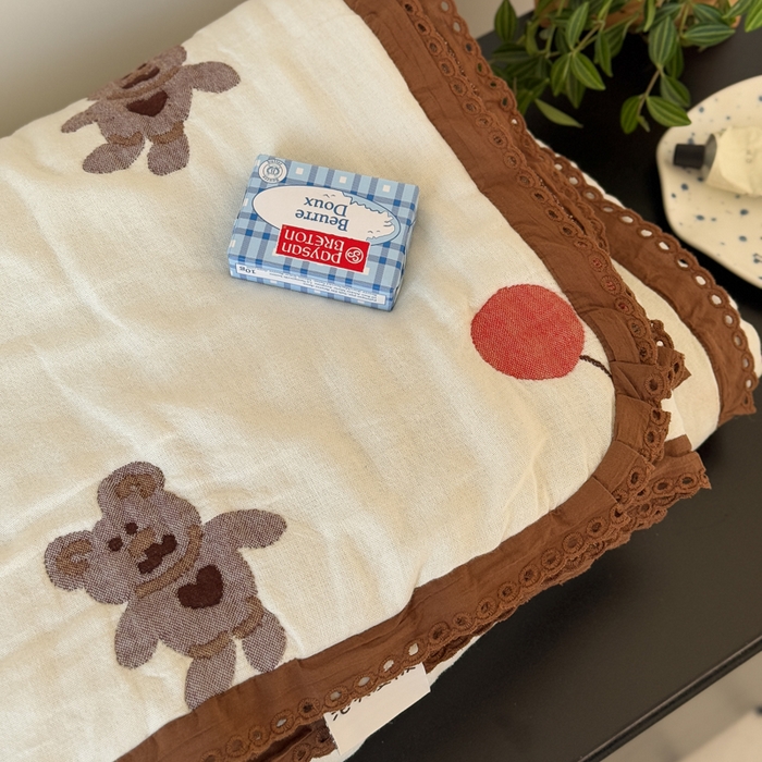 91家纺网 家纺一手货源 找家纺 橙子家居 2025新款韩国泡芙被纯棉五层纱布夏被夏凉被空调被 气球熊