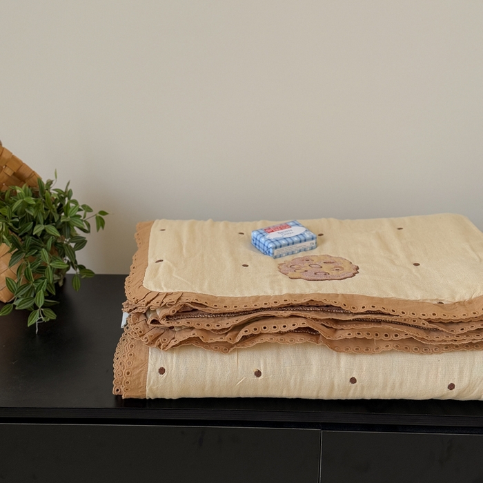 91家纺网 家纺一手货源 找家纺 橙子家居 2025新款韩国泡芙被纯棉五层纱布夏被夏凉被空调被 曲奇饼干