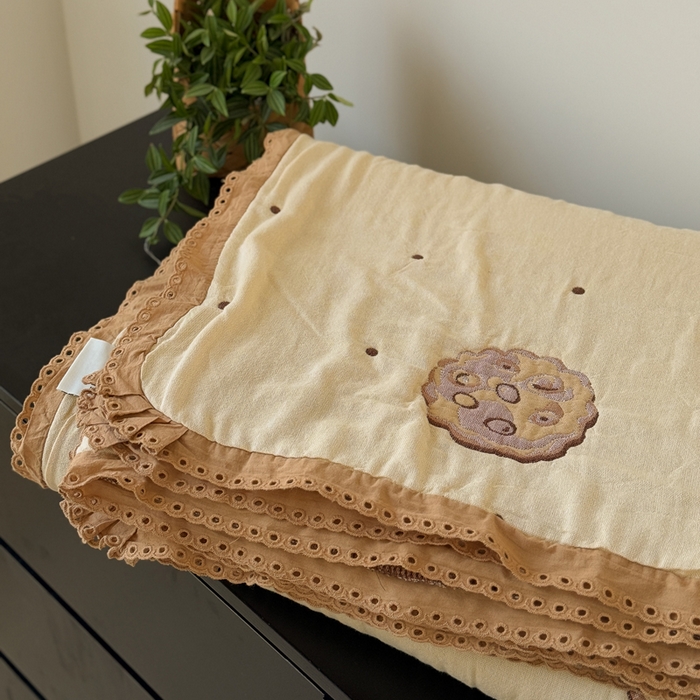 91家纺网 家纺一手货源 找家纺 橙子家居 2025新款韩国泡芙被纯棉五层纱布夏被夏凉被空调被 曲奇饼干