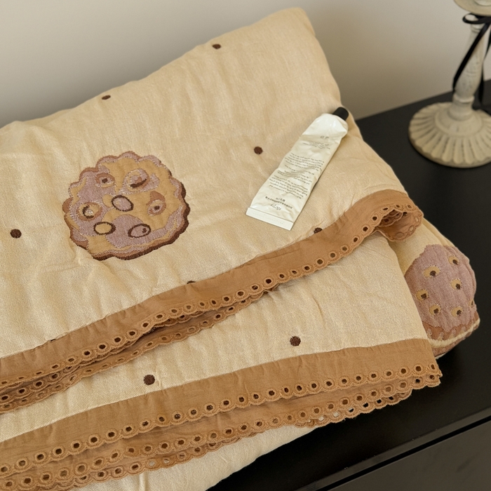 91家纺网 家纺一手货源 找家纺 橙子家居 2025新款韩国泡芙被纯棉五层纱布夏被夏凉被空调被 曲奇饼干