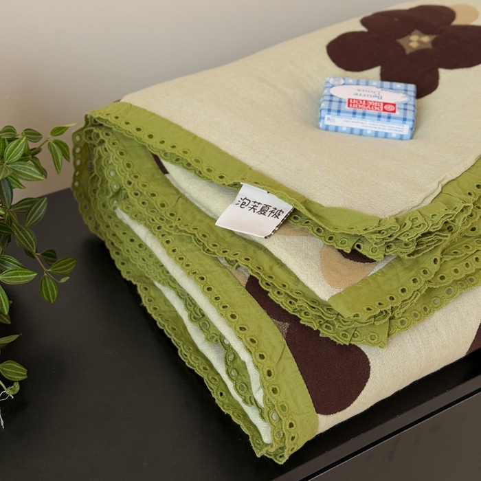 91家纺网 家纺一手货源 找家纺 橙子家居 2025新款韩国泡芙被纯棉五层纱布夏被夏凉被空调被 夏梦