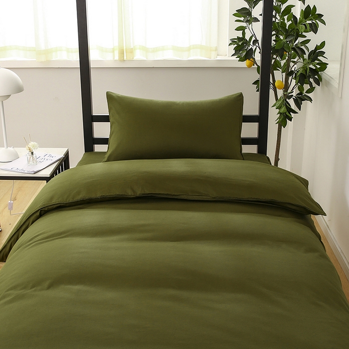 91家纺网 家纺一手货源 找家纺 橙子家居 2025新款全棉纯棉上下铺宿舍三件套多件套系列 军绿