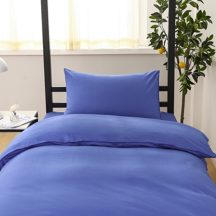 91家纺网 家纺一手货源 找家纺 橙子家居 2025新款全棉纯棉上下铺宿舍三件套多件套系列 中天蓝