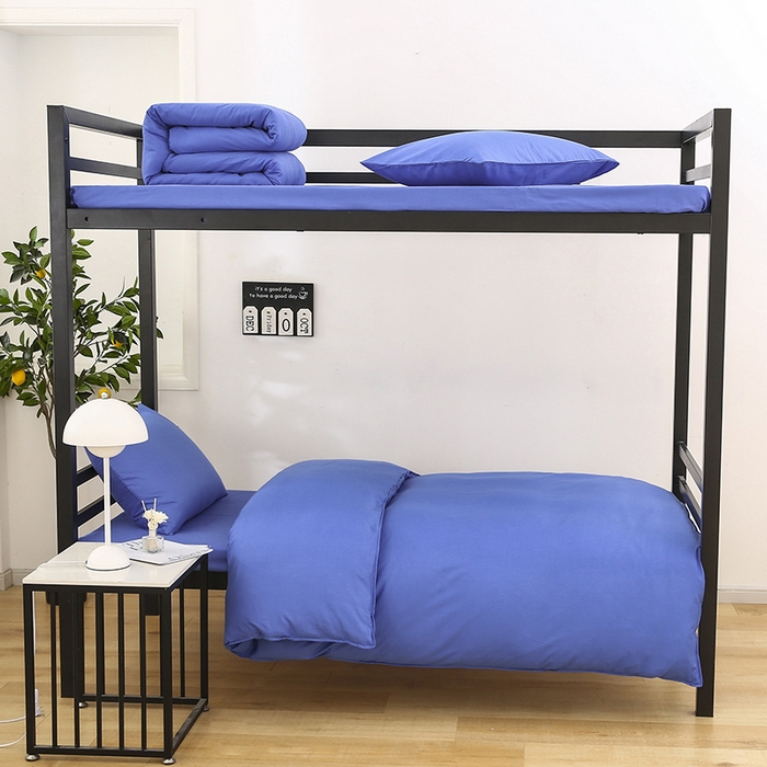 91家纺网 家纺一手货源 找家纺 橙子家居 2025新款全棉纯棉上下铺宿舍三件套多件套系列 中天蓝