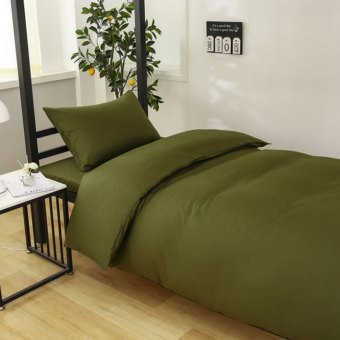 91家纺网 家纺一手货源 找家纺 橙子家居 2025新款全棉纯棉上下铺宿舍三件套多件套系列 军绿