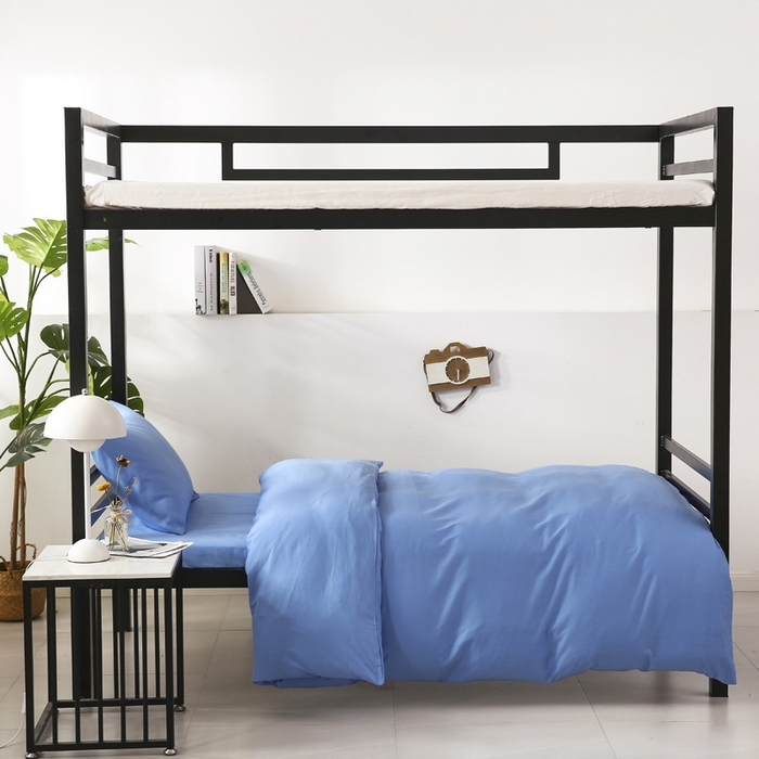 91家纺网 家纺一手货源 找家纺 橙子家居 2025新款全棉纯棉上下铺宿舍三件套多件套系列 天蓝