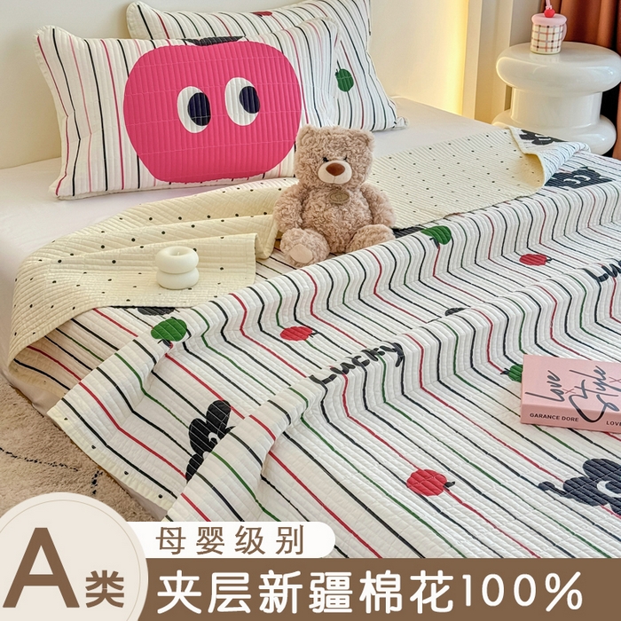 91家纺网 家纺一手货源 找家纺 （总）橙子家居 2025新款双面纯棉夹层新疆棉花数码印花系列床盖单件-单床盖