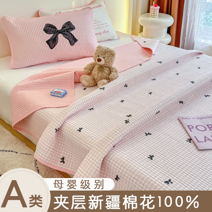 91家纺网 家纺一手货源 找家纺 （总）橙子家居 2025新款双面纯棉夹层新疆棉花数码印花系列床盖单件-单床盖