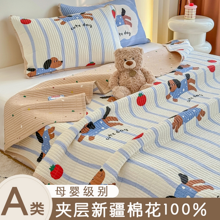 91家纺网 家纺一手货源 找家纺 （总）橙子家居 2025新款双面纯棉夹层新疆棉花数码印花系列床盖单件-单床盖