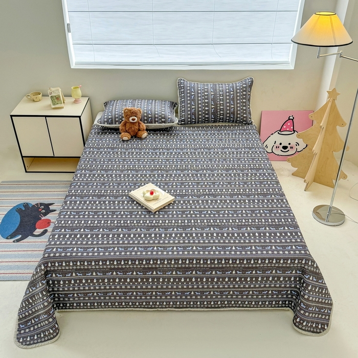 91家纺网 家纺一手货源 找家纺 （总）橙子家居 2025新款双面全棉纯棉13372印花棉花床盖三件套-第二批