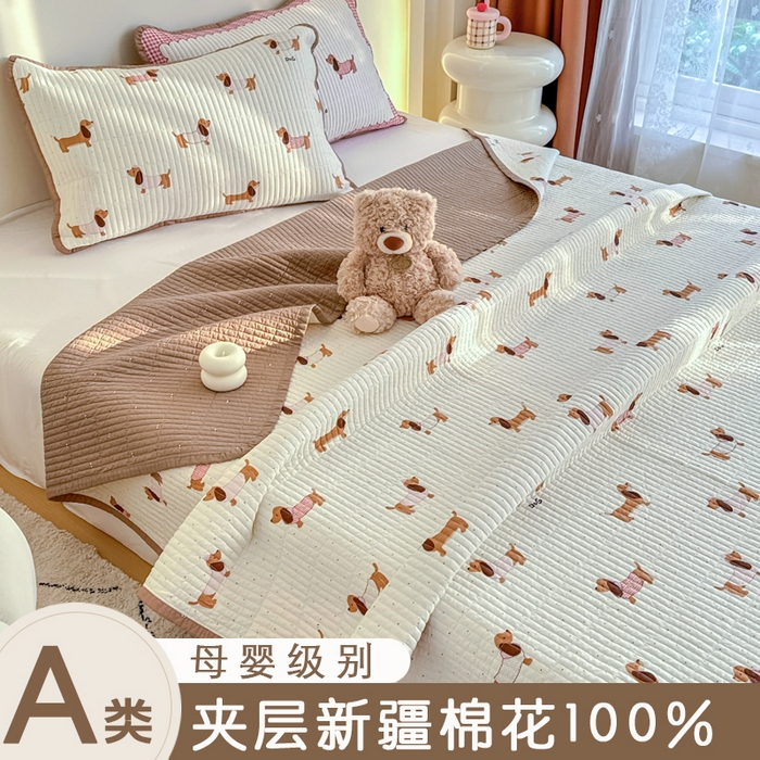 91家纺网 家纺一手货源 找家纺 （总）橙子家居 2025新款双面纯棉夹层新疆棉花数码印花系列床盖单件-单床盖