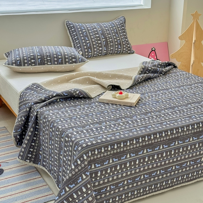 91家纺网 家纺一手货源 找家纺 （总）橙子家居 2025新款双面全棉纯棉13372印花棉花床盖三件套-第二批