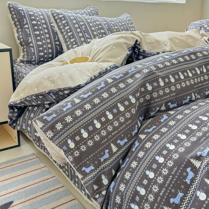 91家纺网 家纺一手货源 找家纺 （总）橙子家居 2025新款双面全棉纯棉13372印花棉花床盖三件套-第二批