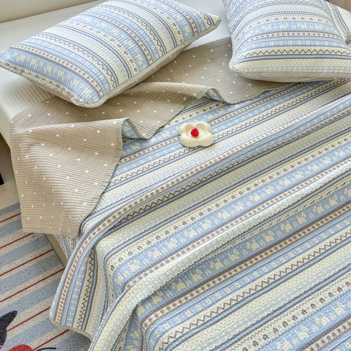 91家纺网 家纺一手货源 找家纺 （总）橙子家居 2025新款双面全棉纯棉13372印花棉花床盖三件套-第二批